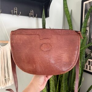 VTG 70s Giani Bernini Leather Snakeskin Embossed Boho Bag